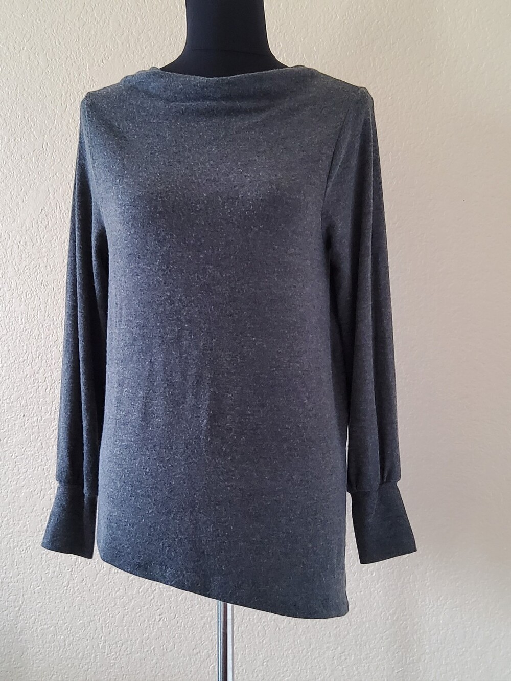 NWT Michael Stars Madison Brushed Asymmetrical Top - XS Charcoal Grey
